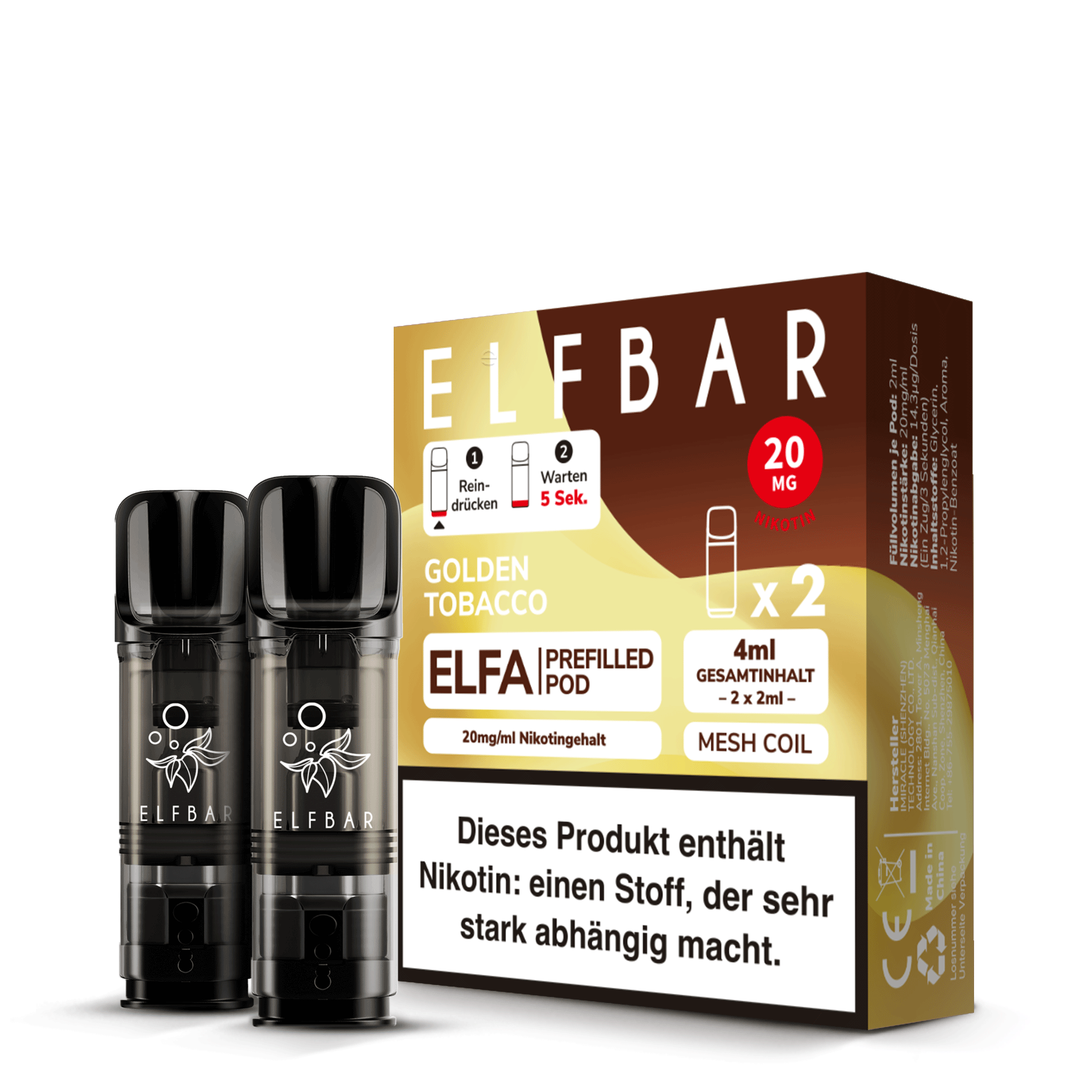 Elfbar Elfa - Golden Tobacco Liquid Pod