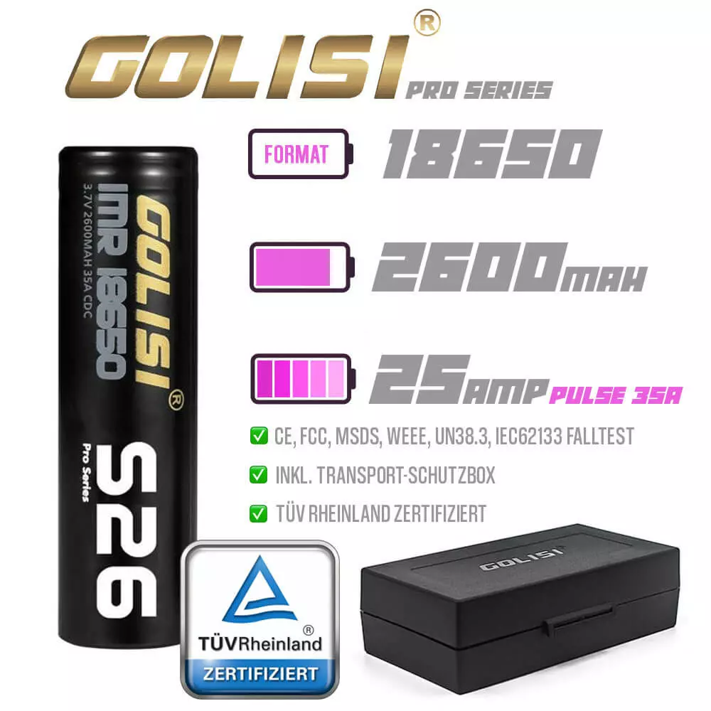 Golisi S26 18650 Akku 2600mAh 25A